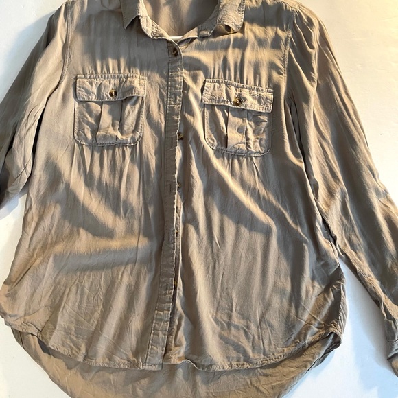 Love Notes Washed Taupe Button-Up Shirt - Picture 2 of 7